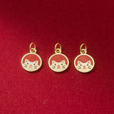 925 Silver Retro 11MM 3D Lucky Cat Enamel Pendant DIY Supplies