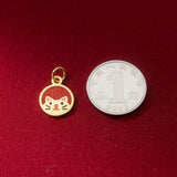 925 Silver Retro 11MM 3D Lucky Cat Enamel Pendant DIY Supplies