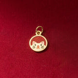 925 Silver Retro 11MM 3D Lucky Cat Enamel Pendant DIY Supplies