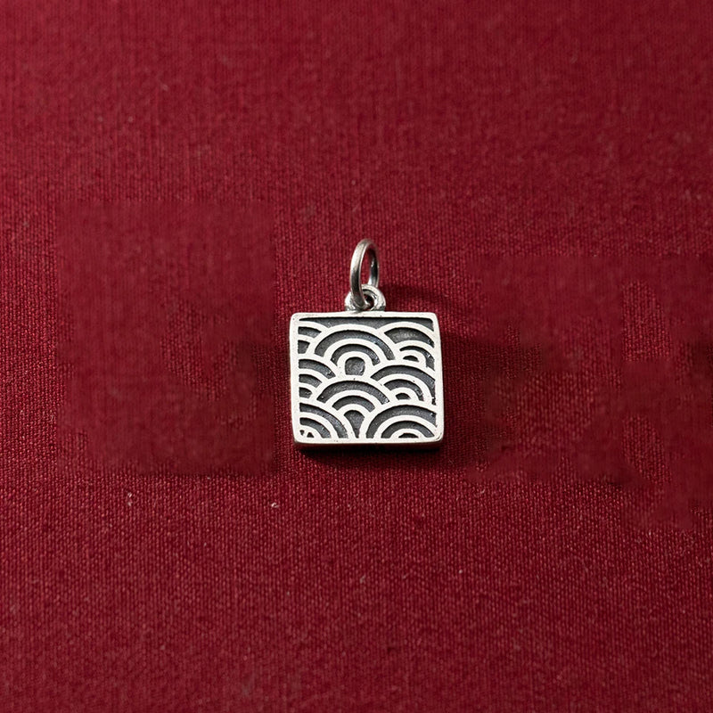 925 Silver Retro 13MM Geometric Square Wave Letters Pendant Charms