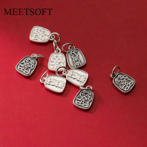 925 Sterling Silver Cat Pattern Pendant Charm DIY Making Supplies