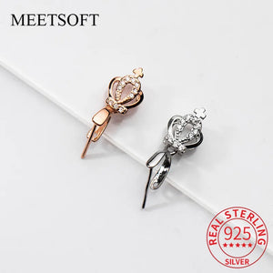 925 Sterling Silver Crown Clip Pendant DIY Jewelry Accessory