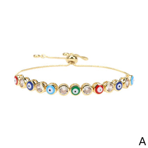 925 Silver Evil Eye Zircon Bracelet Adjustable 18K