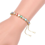 925 Silver Evil Eye Zircon Bracelet Adjustable 18K