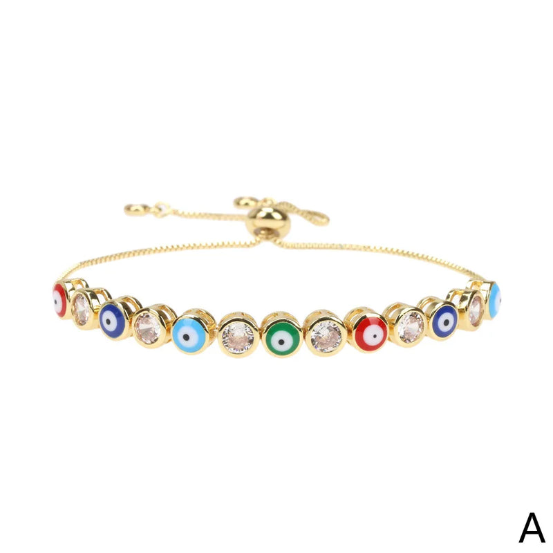 925 Silver Evil Eye Zircon Bracelet Adjustable 18K