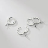 925 Silver Zircon Hoop Earrings DIY Jewelry Accessory