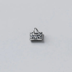 925 Sterling Thai Silver Flower Pattern Rock Shape Charms Women Dangle Pendant
