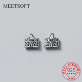 925 Sterling Thai Silver Flower Pattern Rock Shape Charms Women Dangle Pendant