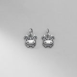 925 Silver Cow Blessing Animals Charm DIY Jewelry Accessory