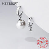 925 Sterling Silver Sticky Bead Plate Hoop Earrings DIY Accessory