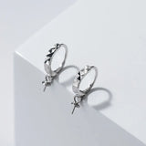 925 Sterling Silver Sticky Bead Plate Hoop Earrings DIY Accessory