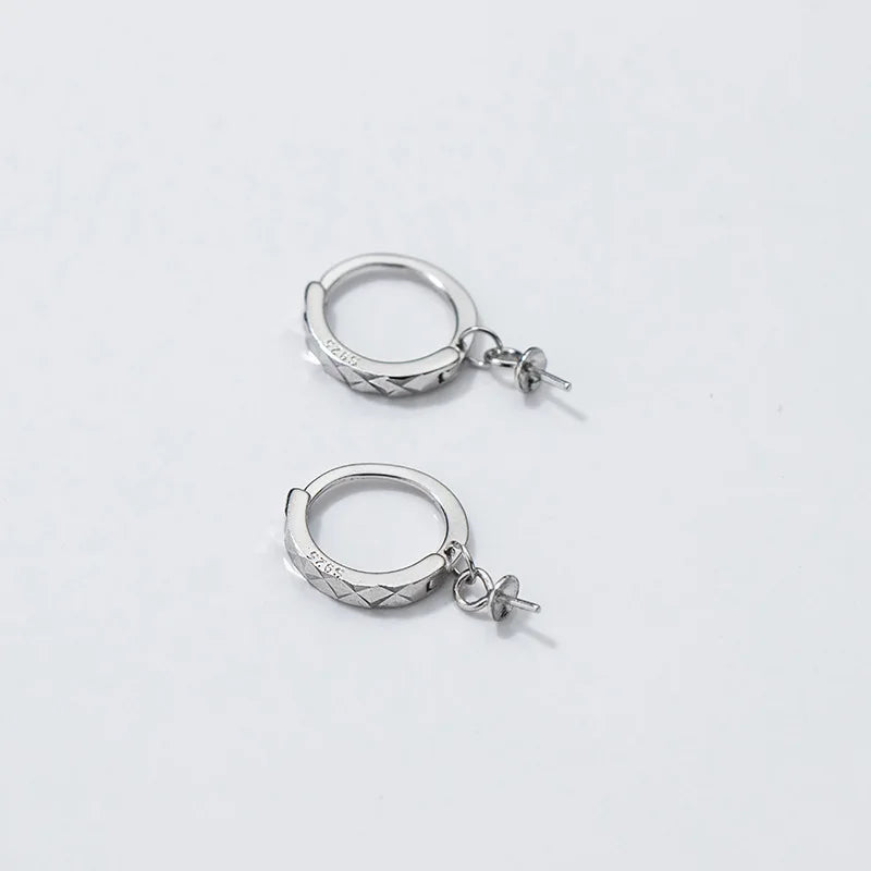 925 Sterling Silver Sticky Bead Plate Hoop Earrings DIY Accessory