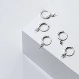 925 Sterling Silver Sticky Bead Plate Hoop Earrings DIY Accessory