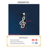 925 Silver Zircon Note Pendant Charms for DIY Necklace Making