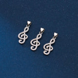 925 Silver Zircon Note Pendant Charms for DIY Necklace Making