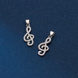 925 Silver Zircon Note Pendant Charms for DIY Necklace Making