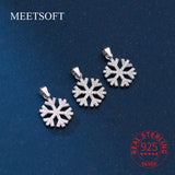 925 Silver Zircon Snowflake Pendant Necklace Charm Gift