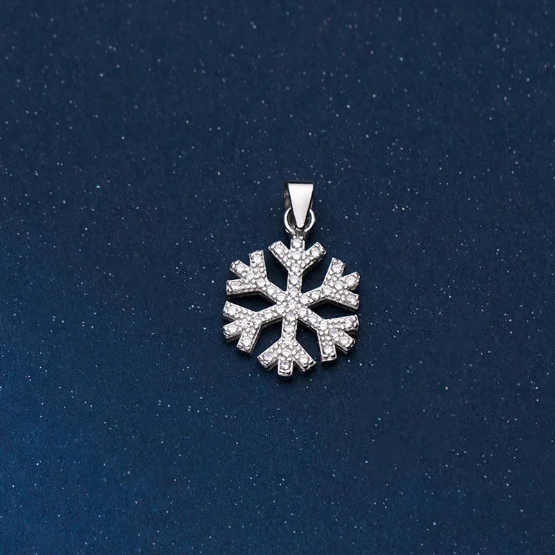 925 Silver Zircon Snowflake Pendant Necklace Charm Gift