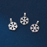 925 Silver Zircon Snowflake Pendant Necklace Charm Gift