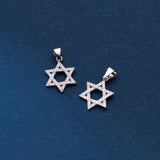 925 Sterling Silver Zircon Star Pendant Charms Necklace for Women