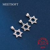 925 Sterling Silver Zircon Star Pendant Charms Necklace for Women