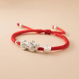 S925 Sterling Silver PIXIU Red Rope Bracelet Charm Jewelry DIY