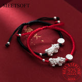S925 Sterling Silver PIXIU Red Rope Bracelet Charm Jewelry DIY