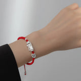 S925 Sterling Silver PIXIU Red Rope Bracelet Charm Jewelry DIY