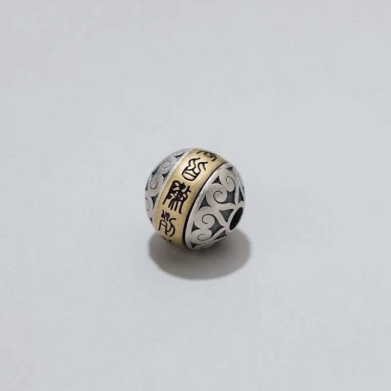 S925 Sterling Silver Buddhism Rotatable Beads DIY Necklace Decoration