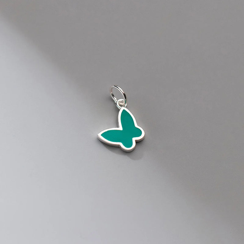 S925 Enamel Butterfly Pendant Charms for DIY Necklace