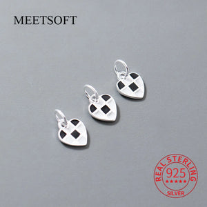 S925 Sterling Silver Heart Pendant Charms for DIY Bracelets