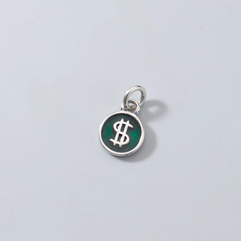 S925 Sterling Silver Enamel Dollar Pendant Charms for DIY Necklace Bracelet