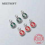 S925 Sterling Silver Enamel Dollar Pendant Charms for DIY Necklace Bracelet