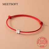 S925 Sterling Silver Red Flower Bracelet Charm