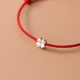 S925 Sterling Silver Red Flower Bracelet Charm