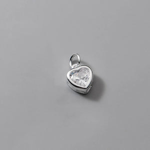 S925 Sterling Silver Multicolor Zircon Heart Pendant DIY Bracelet Charms