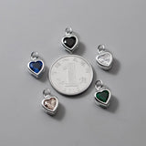 S925 Sterling Silver Multicolor Zircon Heart Pendant DIY Bracelet Charms