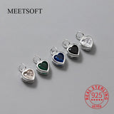 S925 Sterling Silver Multicolor Zircon Heart Pendant DIY Bracelet Charms