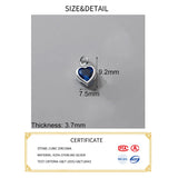 S925 Sterling Silver Multicolor Zircon Heart Pendant DIY Bracelet Charms