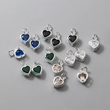 S925 Sterling Silver Multicolor Zircon Heart Pendant DIY Bracelet Charms