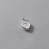 S925 Sterling Silver Multicolor Zircon Heart Pendant DIY Bracelet Charms