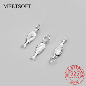 925 Sterling Silver Fish Animals Charms for DIY Jewelry Making