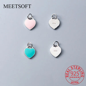 925 Silver Heart Charms DIY Jewelry Pendant Bracelet Accessory