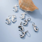 925 Sterling Silver Two Dolphins Animals Charms DIY Jewelry Necklace Accessory