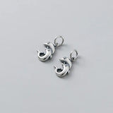 925 Sterling Silver Two Dolphins Animals Charms DIY Jewelry Necklace Accessory