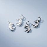 925 Sterling Silver Two Dolphins Animals Charms DIY Jewelry Necklace Accessory