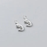925 Sterling Silver Two Dolphins Animals Charms DIY Jewelry Necklace Accessory