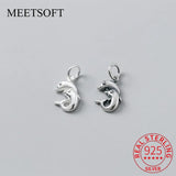 925 Sterling Silver Two Dolphins Animals Charms DIY Jewelry Necklace Accessory
