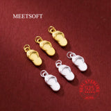 Sterling Silver 3D Flip Flops Pendant Charms for DIY Necklace