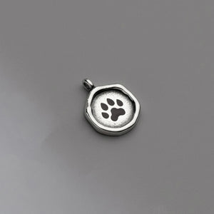 S925 Sterling Silver Bear Paw Round Card Pendant Charms Necklace Accessory